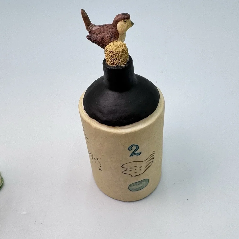 Lowell Davis THIRSTY? & DRY HOLE Bird Jug Crock Water Pump Figurine LOT 2 Schmid